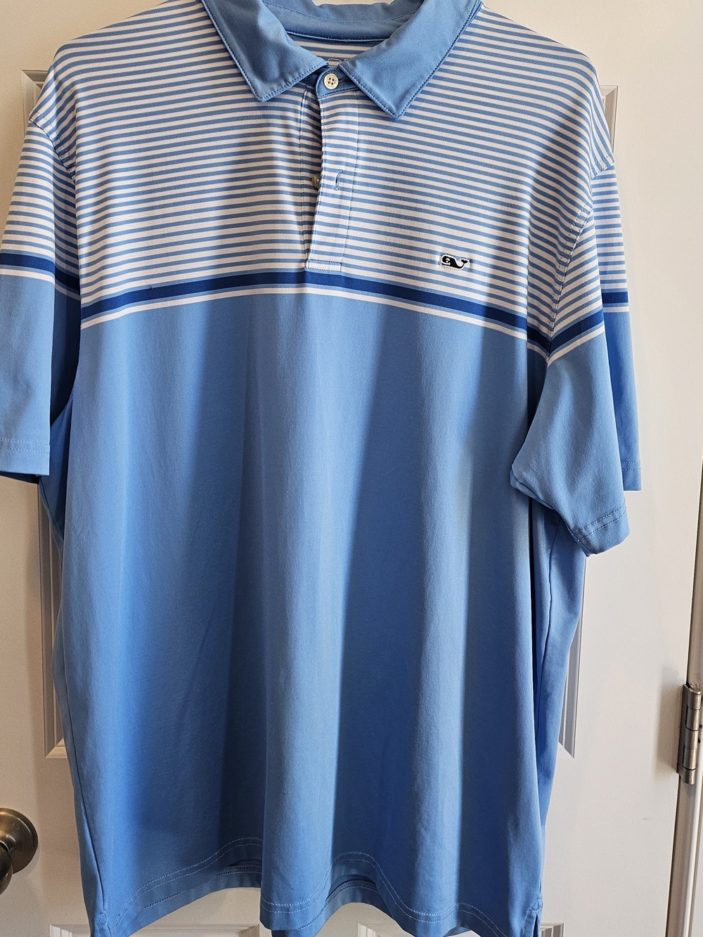 Vineyard Vines Blue Striped Chest-Panel Polo